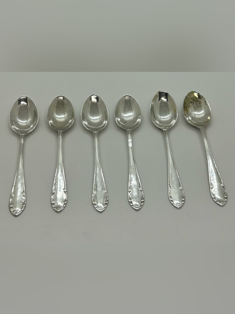 Set of 6 Vintage Mexico 925 Sterling Silver Hallmarked Demitasse Spoons
